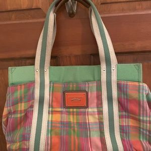 Tommy Hilfiger bright plaid handbag.